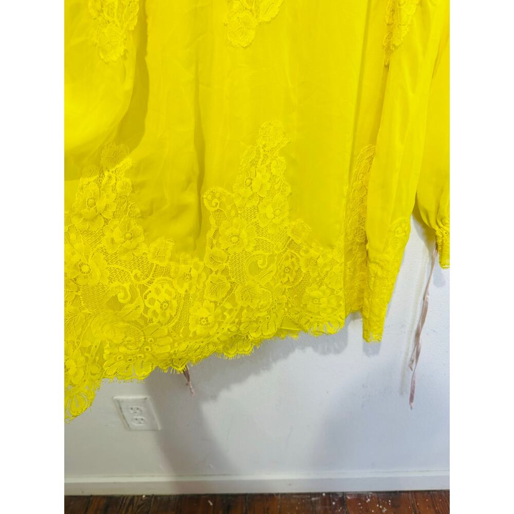 HOT AS HELL HAH Neon Yellow Lace Covered Long Sleeve High Neck Mini Dress sz S - Picture 15 of 16